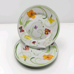 DENBY ALICE Set (4) PLATES Salad 8" Portugal Fine China Floral Butterfly New